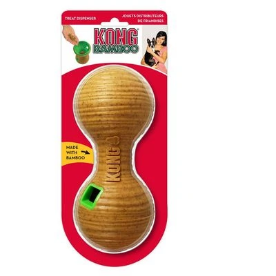 KONG Bamboo Feeder Dumbbell, Hellbraun 2 KONG Bamboo Feeder Dumbbell, Hellbraun – Bild 2