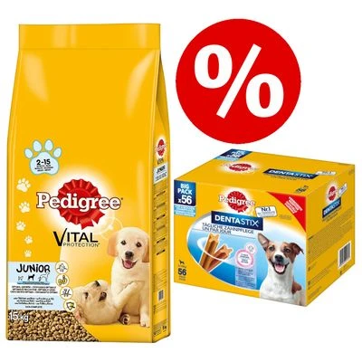 15 Kg Pedigree Junior + 56 St. Dentastix Für Kleine Hunde Zum Sonderpreis! 1 15 Kg Pedigree Junior + 56 St. Dentastix Für Kleine Hunde Zum Sonderpreis!