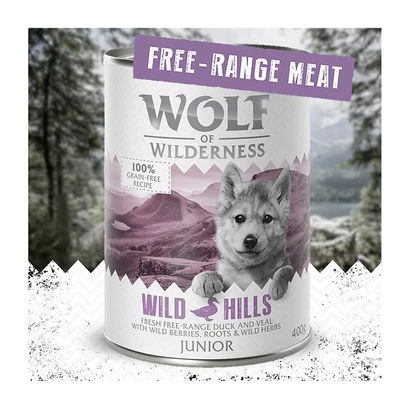 Wolf Of Wilderness Junior 6 X 400 G - "Freiland-Fleisch" Duo-Protein 1 Wolf Of Wilderness Junior 6 X 400 G - "Freiland-Fleisch" Duo-Protein