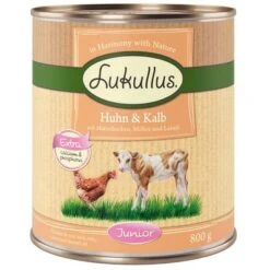10 € Rabatt Sichern! Sparpaket Lukullus Naturkost 24 X 800gneu -Angebote Hunde Moden Store lk 800g junior kalbhuhn 1000x1000 1 8
